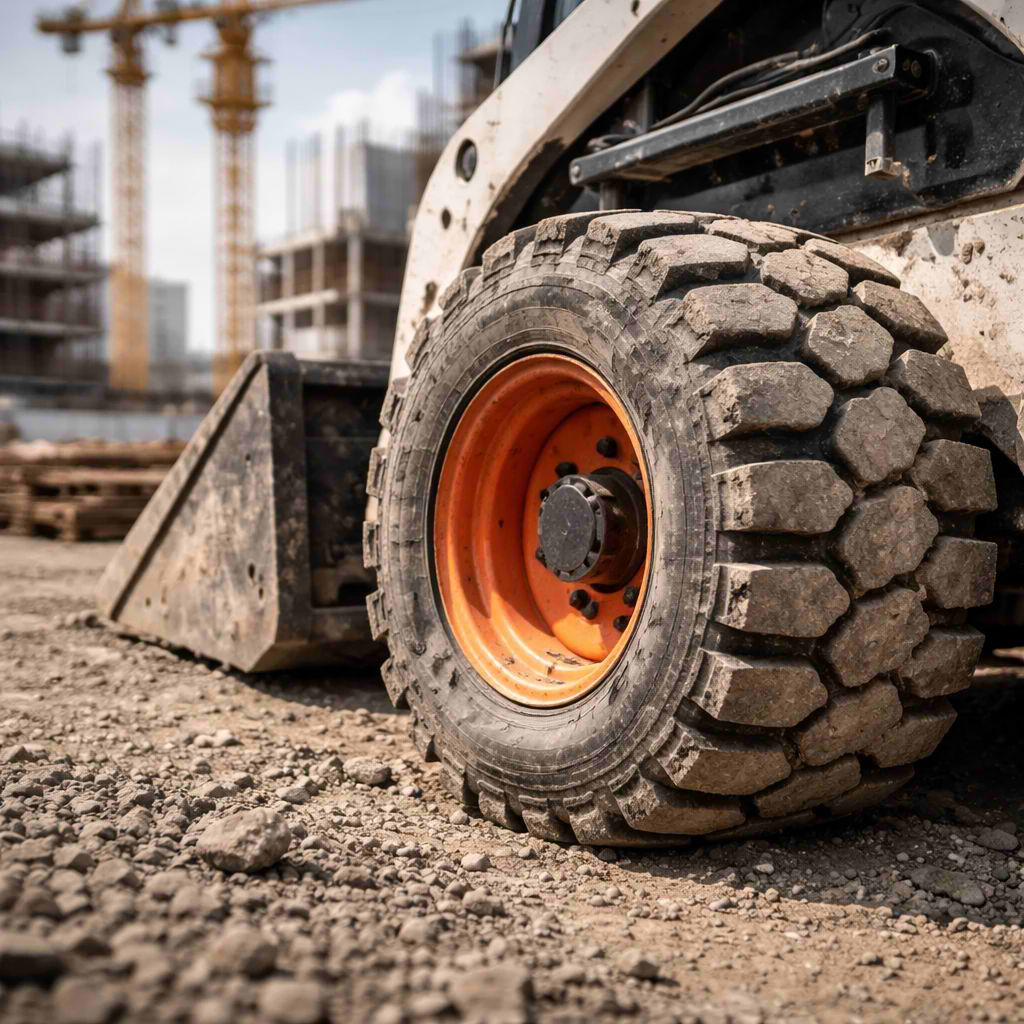 لاستیک بابکت در پروژه عمرانی با آج عمیق و مناسب سطوح ناهموار